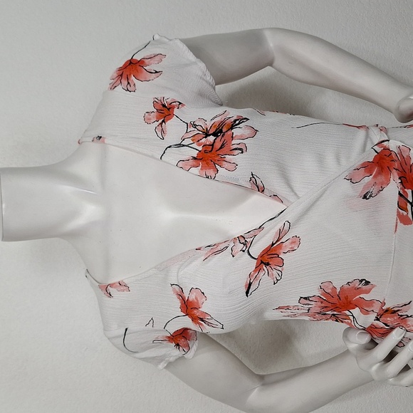 Cotton On White Red Floral Romantic V-Neck Boho High Low Wrap Maxi Dress Size S - Picture 3 of 14